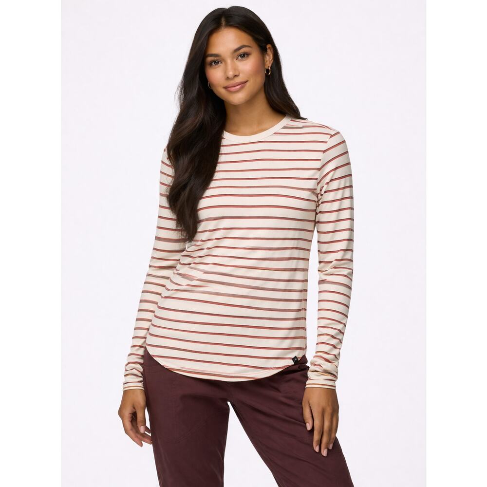 PrAnA Women's Women's Foundation 365 Long Sleeve Top Canvas Stripe Size XL